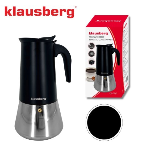 KAWIARKA ESPRESSO KAFETERKA CIŚNIENIOWA KLAUSBERG 600ML (12 FILIŻANKI) KB-7847