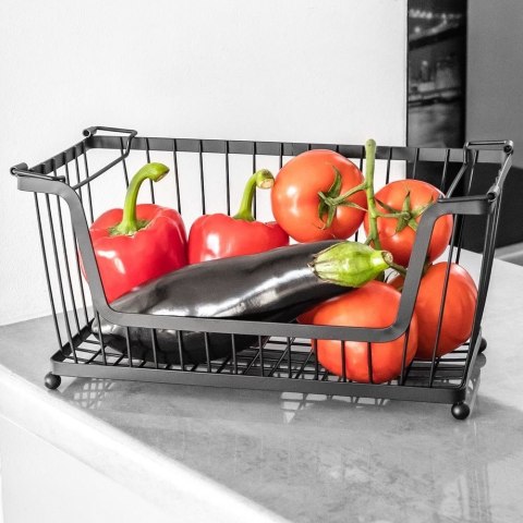 KOSZYK KOSZ NA OWOCE WARZYWA I WARZYWA METALOWY CZARNY 31X18X16CM VILDE 229007