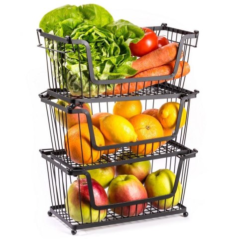 KOSZYK KOSZ NA OWOCE WARZYWA I WARZYWA METALOWY CZARNY 31X18X16CM VILDE 229007