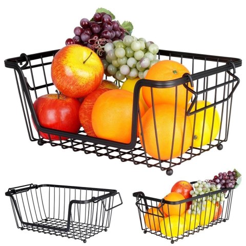 KOSZYK KOSZ NA OWOCE WARZYWA I WARZYWA METALOWY CZARNY SKRZYNKA VILDE 229056