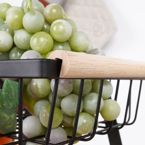 KOSZYK KOSZ NA OWOCE WARZYWA METALOWY CZARNY PIĘTROWY 3-POZIOMOWY VILDE 229097