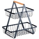 KOSZYK KOSZ NA OWOCE WARZYWA METALOWY CZARNY PIĘTROWY DWUPOZIOMOWY 27X18X29CM VILDE 229038