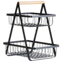 KOSZYK KOSZ NA OWOCE WARZYWA METALOWY CZARNY PIĘTROWY DWUPOZIOMOWY 27X18X29CM VILDE 229038