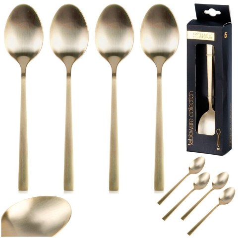ŁYŻECZKI DO HERBATY KOMPLET ŁYŻECZEK ZESTAW SZTUĆCE ZŁOTE SATYNOWE 4-ELE EXCELLENT HOUSEWARE 139767