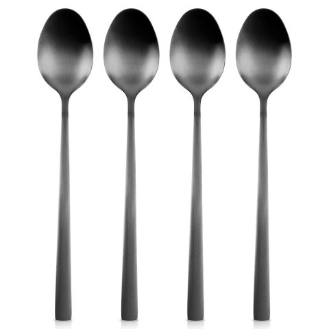 ŁYŻECZKI KOKTAJLOWE DESEROWE DŁUGIE DO DRINKÓW SZTUĆCE CZARNE SATYNOWE 4-ELE EXCELLENT HOUSEWARE 139772