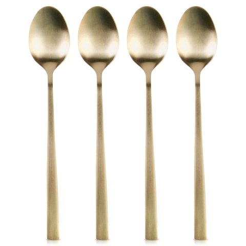 ŁYŻECZKI KOKTAJLOWE DESEROWE DŁUGIE DO DRINKÓW SZTUĆCE ZŁOTE SATYNOWE 4-ELE EXCELLENT HOUSEWARE 139769