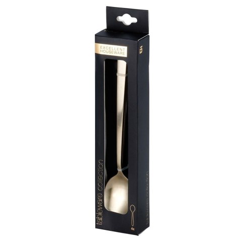 ŁYŻECZKI KOKTAJLOWE DESEROWE DŁUGIE DO DRINKÓW SZTUĆCE ZŁOTE SATYNOWE 4-ELE EXCELLENT HOUSEWARE 139769