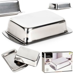 MASELNICZKA STALOWA BŁYSZCZĄCA MASELNICA POJEMNIK NA MASŁO EXCELLENT HOUSEWARE 139740