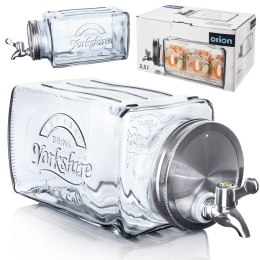 SŁÓJ SŁOIK DO NAPOJÓW Z KRANIKIEM SZKLANY DYSTRYBUTOR DO LODÓWKI LEŻĄCY 3.5L ORION 143792