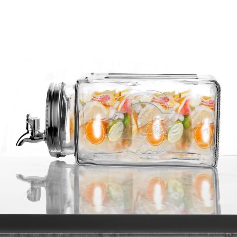 SŁÓJ SŁOIK DO NAPOJÓW Z KRANIKIEM SZKLANY DYSTRYBUTOR DO LODÓWKI LEŻĄCY 3.5L ORION 143792