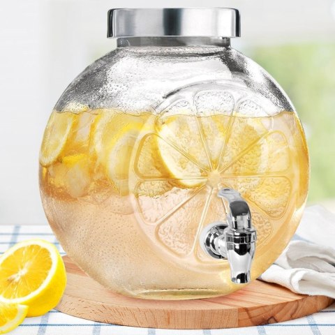 SŁÓJ SŁOIK DO NAPOJÓW Z KRANIKIEM SZKLANY NA NAPOJE LEMONIADĘ CYTRYNA 5.4L ORION 143793