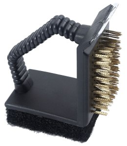 SZCZOTKA DO CZYSZCZENIA GRILLA 3W1, SKROBAK + GĄBKA + SZCZOTKA, KINGHOFF KH-1913