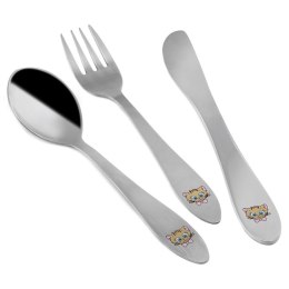 SZTUĆCE DLA DZIECI DZIECKA WIDELEC NÓŻ ŁYŻECZKA 3-ELE STALOWE KOTEK ORION 143700