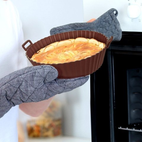 WKŁAD SILIKONOWY DO FRYTKOWNICY BEZTŁUSZCZOWEJ AIR FRYER BRĄZOWY OKRĄGŁY 20CM SILLINIE ORION 151750