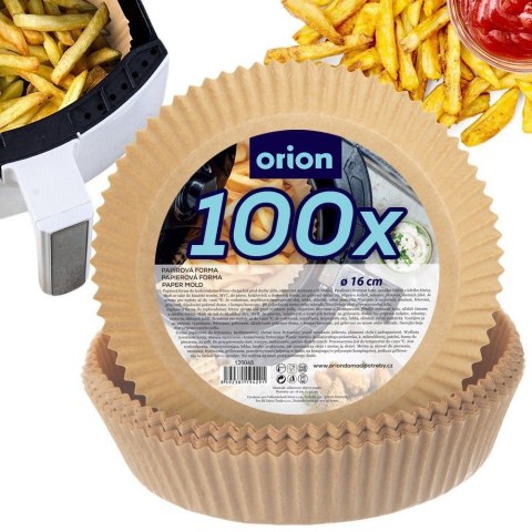 WKŁADY PAPIEROWE DO FRYTKOWNICY BEZTŁUSZCZOWEJ PAPIER 16CM 100 SZT ORION 120045