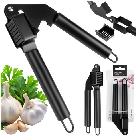 WYCISKACZ DO CZOSNKU STALOWY CZARNY PRASKA WYCISKARKA 19CM EXCELLENT HOUSEWARE 259739