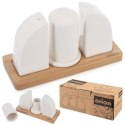 ZESTAW DO SOLI I PIEPRZU PORCELANOWY 4-ELE PRZYPRAWNIK SOLNICZKA + PIEPRZNICZKA WHITELINE ORION 152377