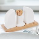 ZESTAW DO SOLI I PIEPRZU PORCELANOWY 4-ELE PRZYPRAWNIK SOLNICZKA + PIEPRZNICZKA WHITELINE ORION 152377
