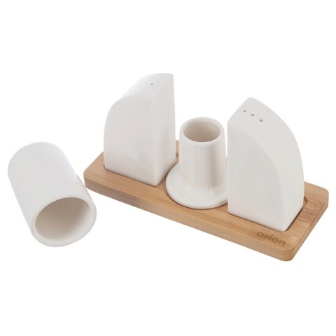 ZESTAW DO SOLI I PIEPRZU PORCELANOWY 4-ELE PRZYPRAWNIK SOLNICZKA + PIEPRZNICZKA WHITELINE ORION 152377