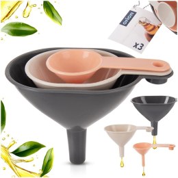 ZESTAW LEJKÓW KUCHENNYCH 3-ELE 8.5X4 / 10X5.5 / 11.5X7CM LEJEK DO BUTELEK SŁOIKÓW SOKÓW ORION 120458