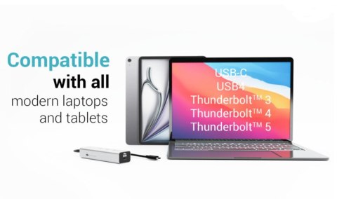 HUB USB-C Charging Metal 5 port with USB-C video 8K + Power Delivery 85W