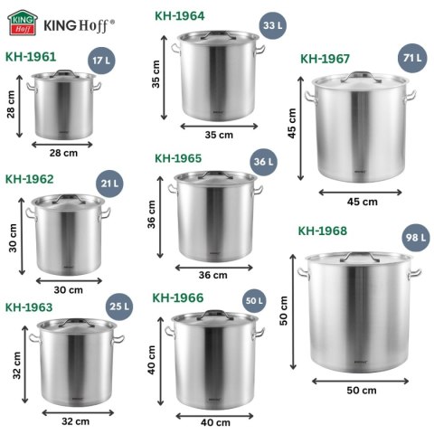 GARNEK GASTRONOMICZNY Z POKRYWĄ STALOWĄ 17L KINGHOFF KH-1961