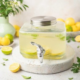 SŁÓJ SZKLANY 3l DO NAPOJÓW Z KRANIKIEM PŁASKI DO LODÓWKI