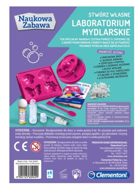 Naukowa Zabawa Zestaw Laboratorium Mydlarskie Mydła Kule do Kąpieli Język Polski Clementoni 60949