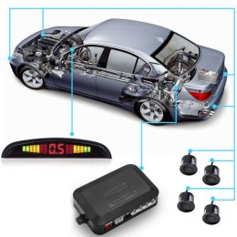 Czujniki parkowania cofania przód tył 4 sensory LED LCD