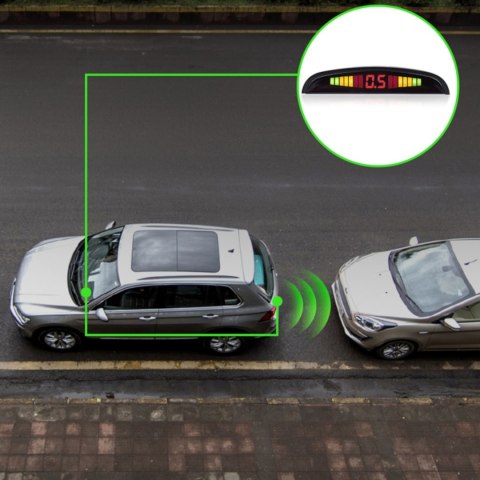 Czujniki parkowania cofania przód tył 4 sensory LED LCD