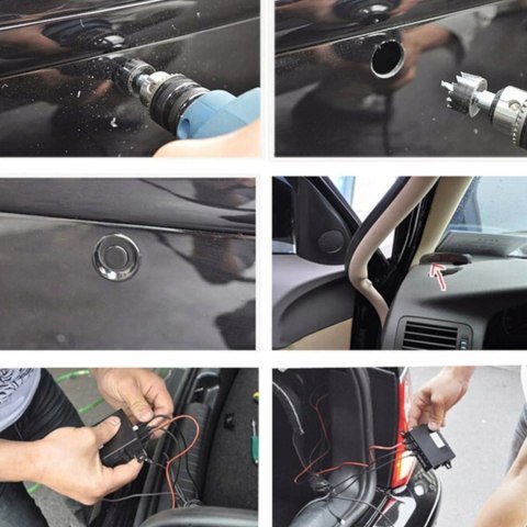 Czujniki parkowania cofania przód tył 4 sensory LED LCD