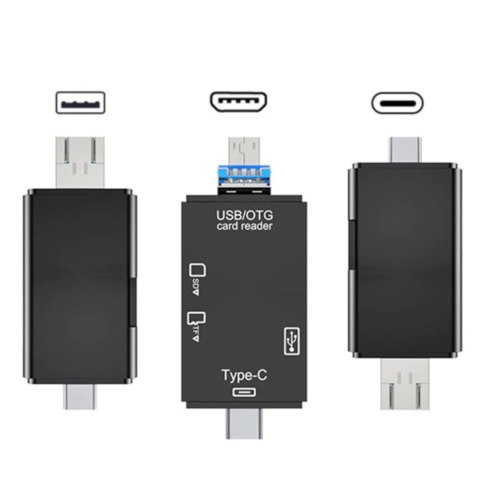 Czytnik kart SD TF 5w1 USB-A USB-C microUSB