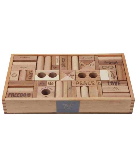 Drewniane Klocki Peace & Love w Skrzynce - 108 elementów