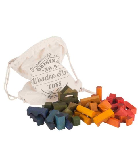 Drewniane Klocki w Worku - Kolorowe, 100 elementów