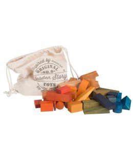 Drewniane Klocki w Worku - Kolorowe, XL 50 elementów