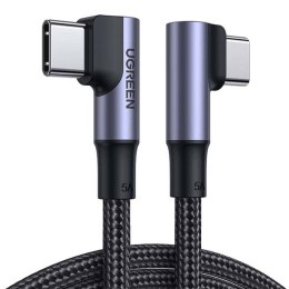Kabel UGREEN US335 USB-C-USB-C 1m kątowy 100W (czarny)
