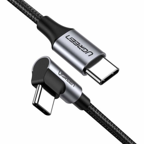 Kabel UGREEN US255 USB-C-USB-C 1m kątowy 60W (czarny)