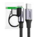 Kabel UGREEN US255 USB-C-USB-C 1m kątowy 60W (czarny)