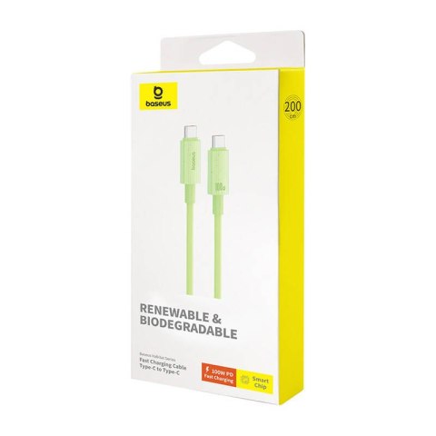 Kabel szybko ładujący Baseus USB-C do USB-C Habitat Series 100W, 2m (zielony)