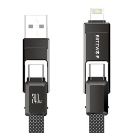 Kabel USB 4w1 Blitzwolf BW-HDC7 USB+C+Lightning 240W 1,2m (czarny)