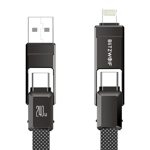 Kabel BLITZWOLF BW-HDC7 USB-A/USB-C-USB-C/Lightning 1.2m 240W (czarny)