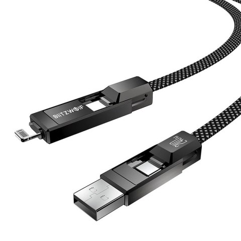 Kabel BLITZWOLF BW-HDC7 USB-A/USB-C-USB-C/Lightning 1.2m 240W (czarny)