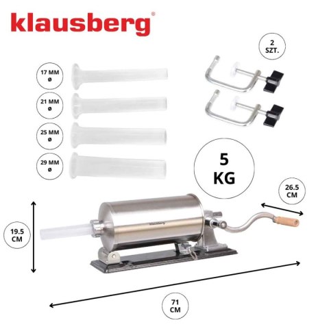 RĘCZNA NADZIEWARKA DO KIEŁBASY 5kg KLAUSBERG KB-7929