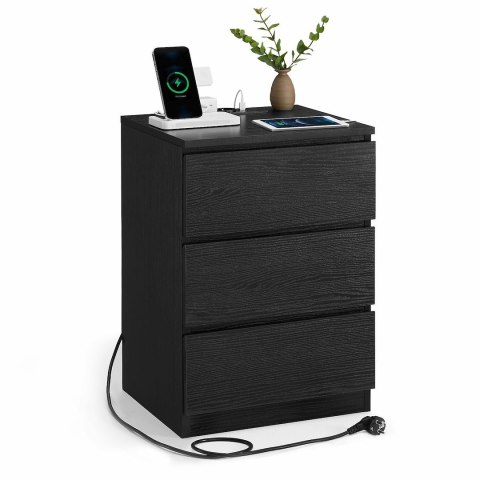 Czarny stolik nocny z funkcją ładowania