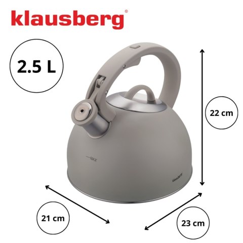 CZAJNIK STALOWY Z GWIZDKIEM 2,5L KLAUSBERG KB-7912