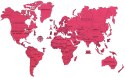 Drewniana Mapa Świata na ścianę 3D, rozm. XXL - kolor koralowy