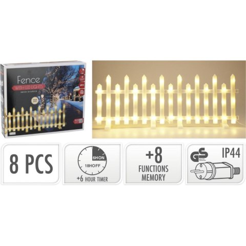 PŁOTEK DEKORACYJNY LED 8SZT CIEPŁY BIAŁY