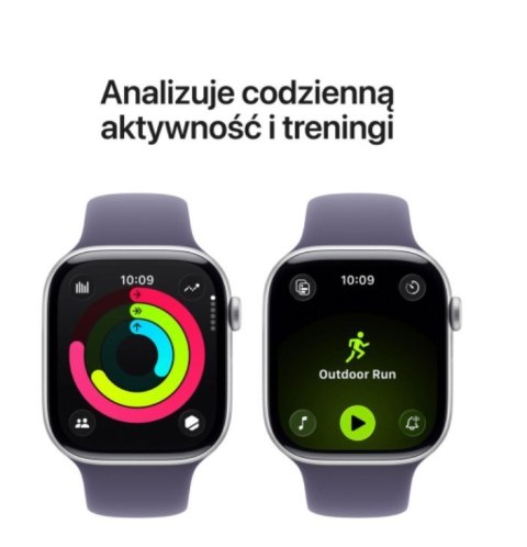 Watch Series 11 GPS+Cellular koperta 46 mm z aluminium w kolorze srebrnym, pasek sportowy w kolorze mlecznego fioletu - rozmiar 