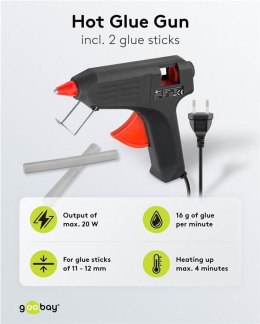 Pistolet do kleju na gorąco, do sztyftów 11-12 mm, 20W, 2 sztyfty w zestawie