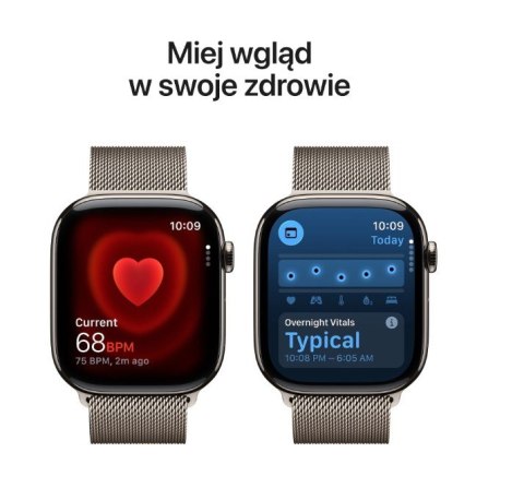 Watch Series 11 GPS + Cellular koperta 42 mm z tytanu w kolorze naturalnym, bransoleta mediolańska w kolorze naturalnym